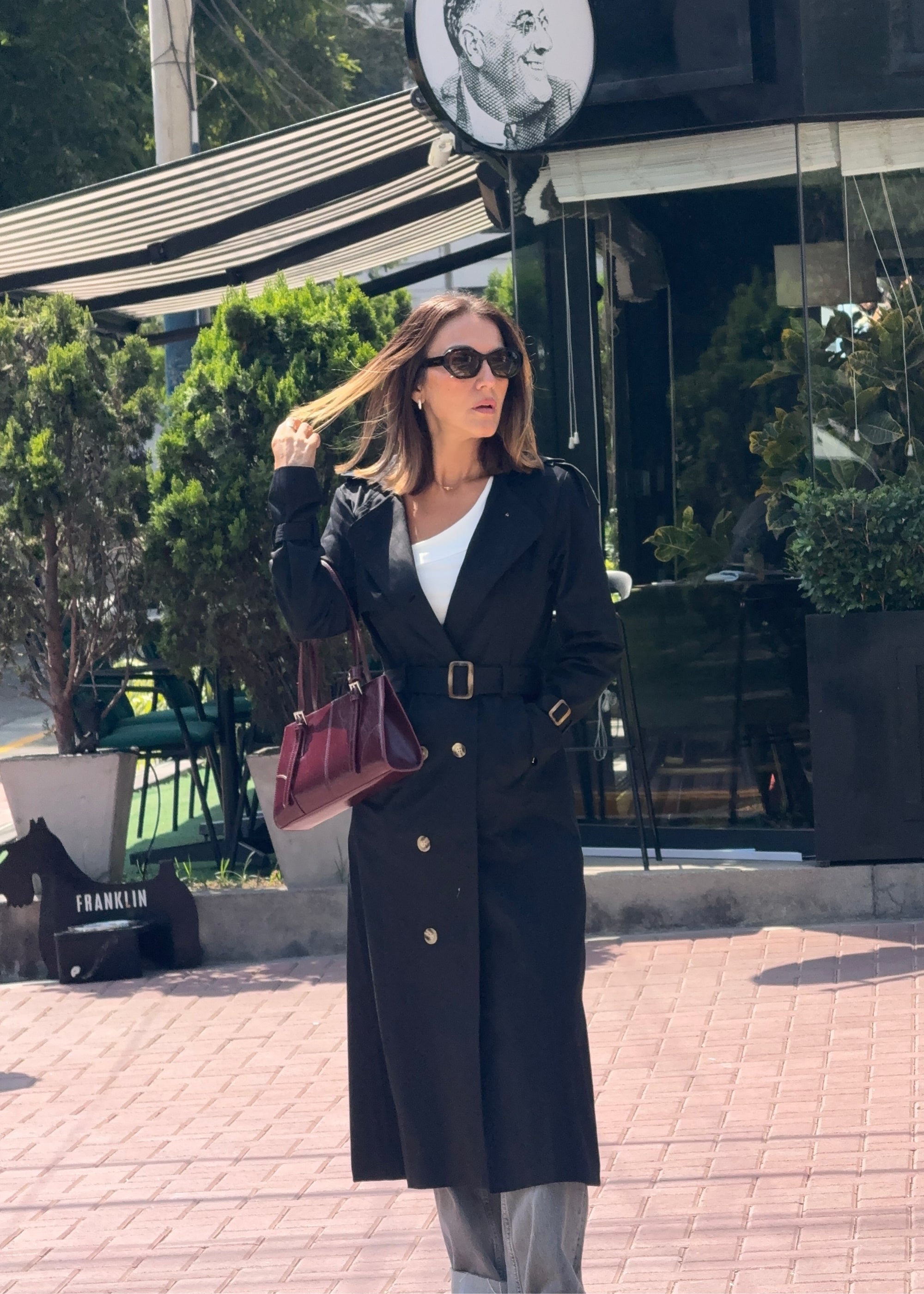 Gabardina Trench Negro